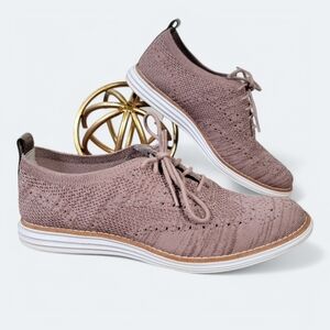 Cole Haan Dusty Pink Sneakers Knit Fabric Oxfords Lace Up Size 8